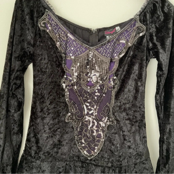 Dream Girl Dress Halloween Sz S Black Crush Velvet Whimsigoth Grunge Witch - Picture 4 of 9
